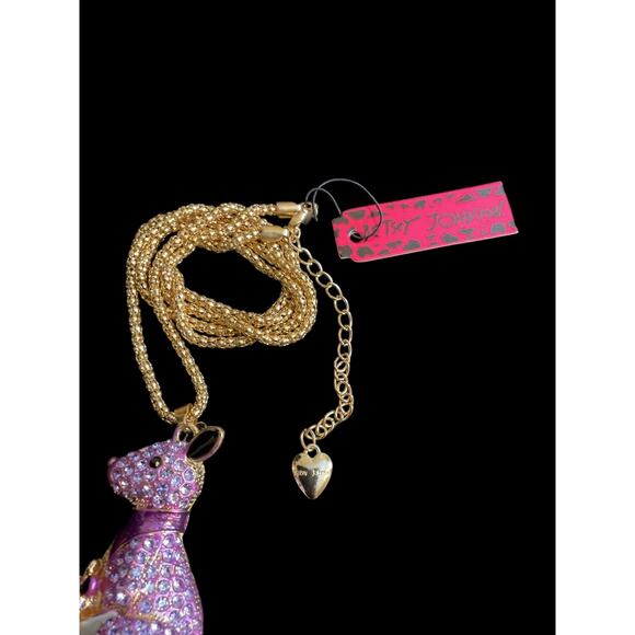 Betsey Johnson Purple Kangaroo +Joey in Pouch Rhinestone Crystal Necklace New - Picture 2 of 4